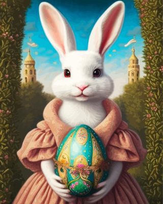 White Easter Bunny Paint By Number
