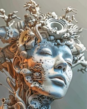 3D Grey Woman Paint By Number