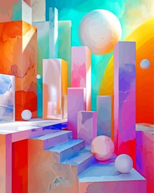 Colorful 3D Geometric Paint By Number