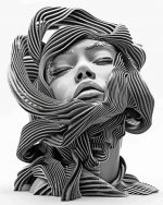 Monochrome 3D Lady Paint By Number