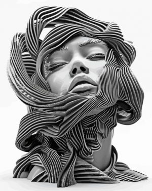 Monochrome 3D Lady Paint By Number