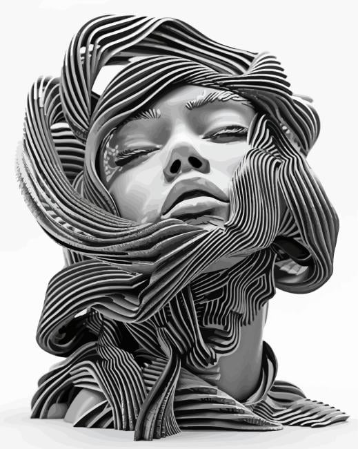 Monochrome 3D Lady Paint By Number