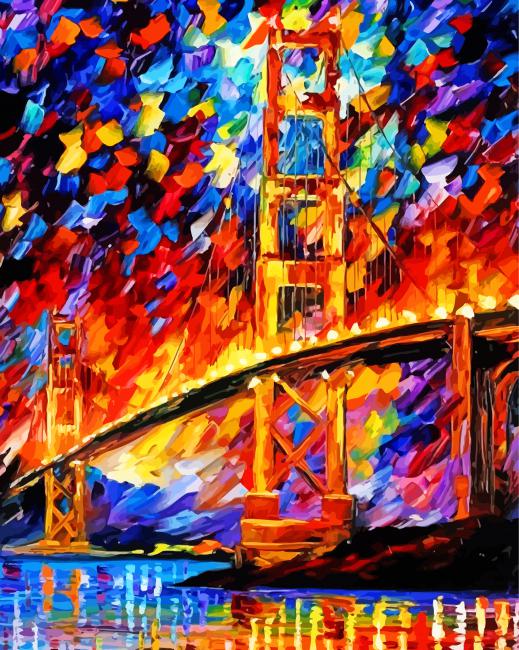 Abstract Colorful Brooklyn Bridge Paint By Number