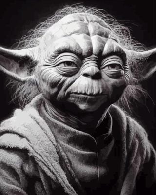 Black And White Yoda paint by number