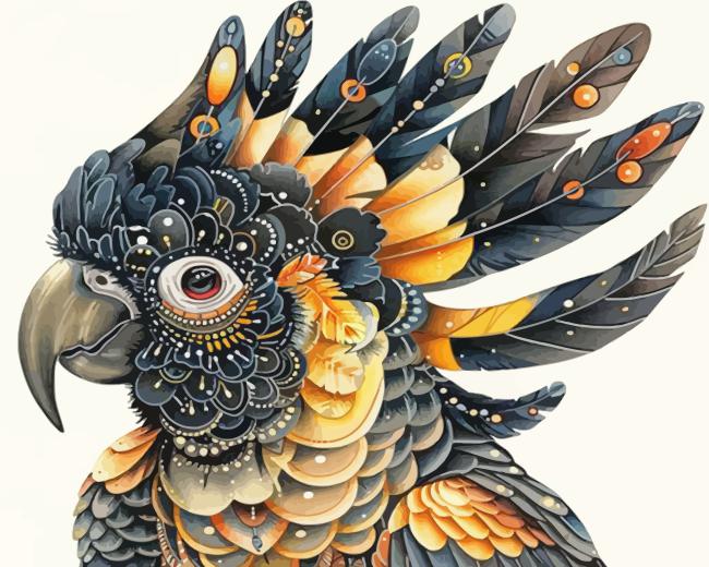 Aesthetic Black Cockatoo Art Paint By Number