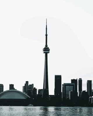 Black And White Cn Tower Paint By Numbers