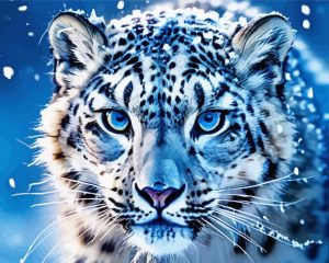 Blue Eyes Snow Leopard paint by number