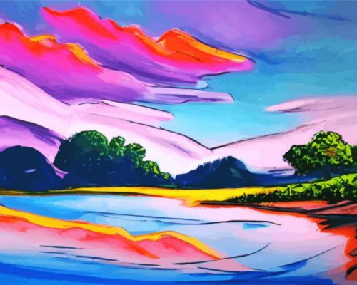 Bob Ross Purple Landscape Paint By Number