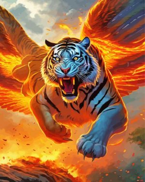 Burning Flying Tiger paint by number