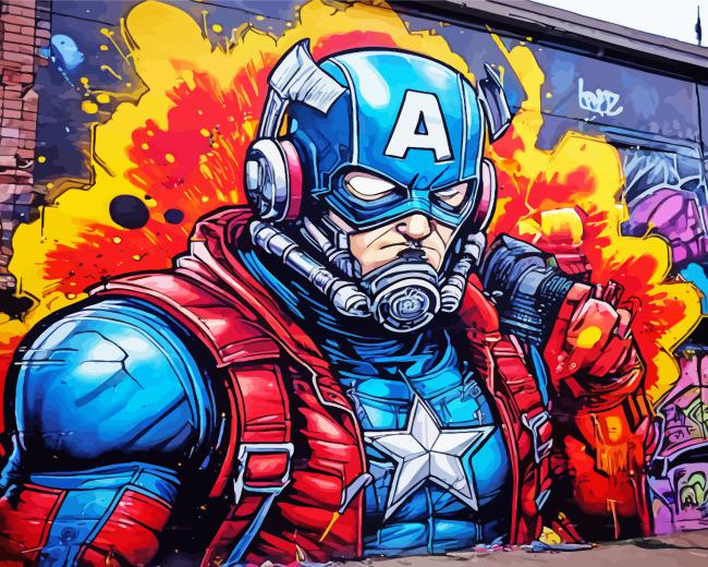 Captain Amerina Graffiti paint by numbers