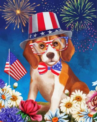 Dog Celebrating 4th Of July Paint By Number