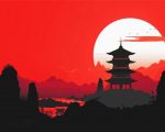 Chinese Scenery Silhouette Paint By Number