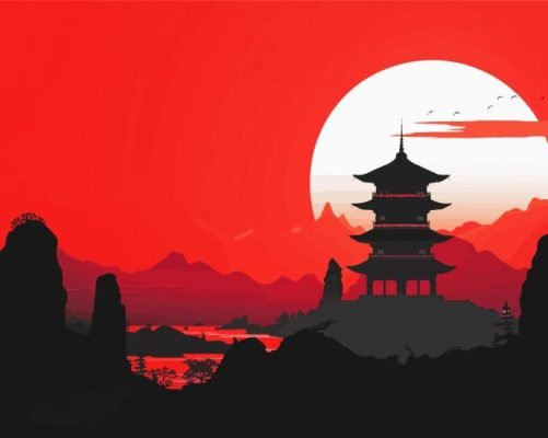 Chinese Scenery Silhouette Paint By Number