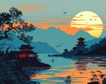 China Scenery Sunset Paint By Number