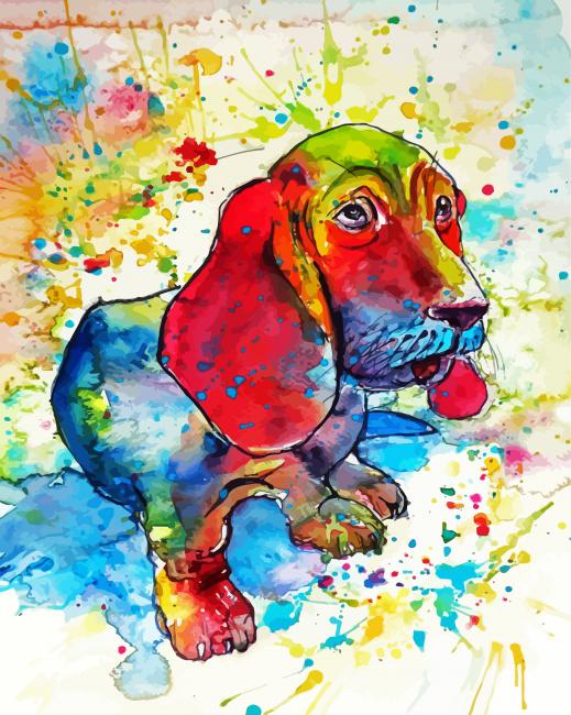 Colorful Basset Hound Paint By Number