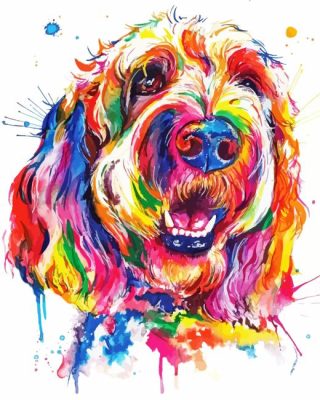 Colorful Goldendoodle paint by numbers