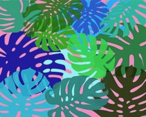 Colorful Monstera Leaves Paint By Numbers