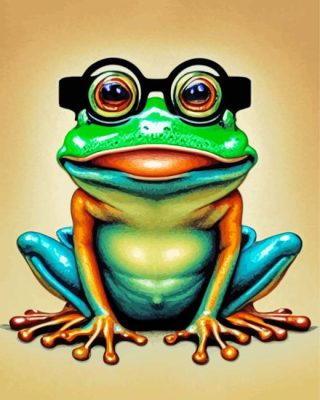 Cute Frog With Glasses paint by number