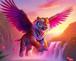 Flying Tiger With Pink Wings paint by number