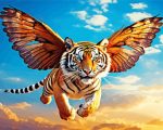 Flying Tiger With Wings paint by number