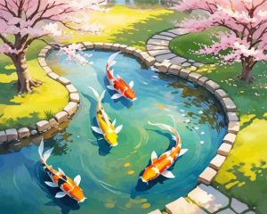 Garden fishpond paint By Numbers