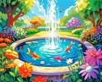 Garden fishpond paint by number