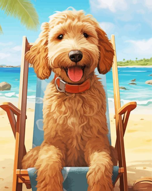 Goldendoodle In The beach paint by number