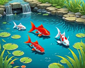 Illustration Fishpond paint by numbers