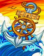 Illustration Nautical Anchor paint by number