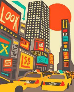 Illustration Times Square paint by number