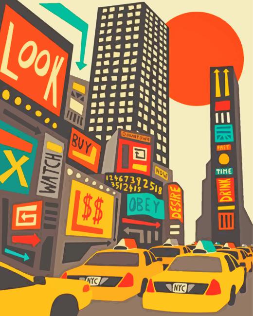 Illustration Times Square paint by number
