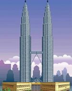 Illustration Petronas Towers Paint by numbers