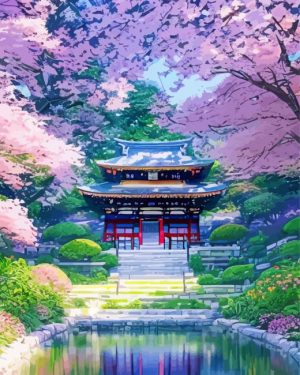Japanese Garden Blossoms paint by numbers