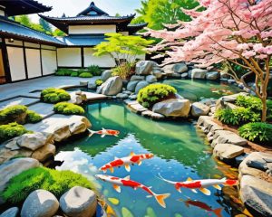 Japanese Garden fishpond paint by number