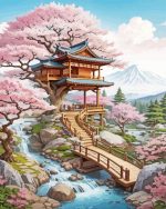 Japanese Treehouse Garden paint by number