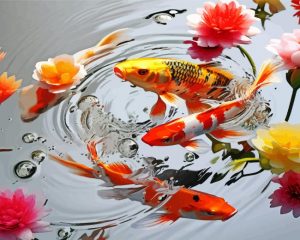Koi In Fishpond Paint By Numbers