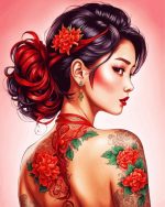Korean Tattooed Girl paint by numbers