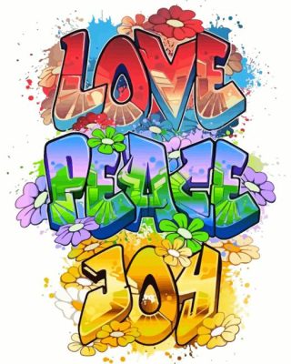 Love Peace Joy Graffiti paint by number