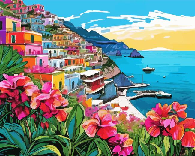 Positano Village paint by numbers
