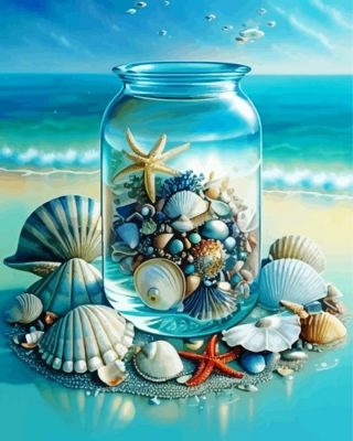 Sea Shells Bottle paint by number