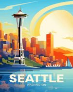 Seattle Washington Poster paint by numbers
