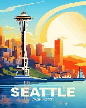 Seattle Washington Poster paint by numbers