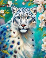 Snow Leopard And Blossoms paint by numbers