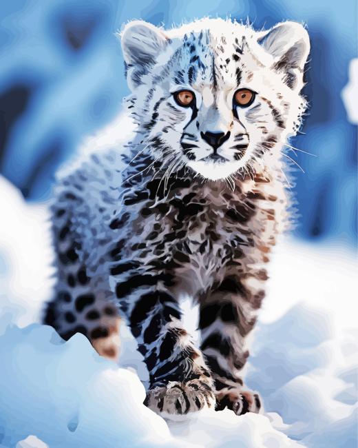 Snow Leopard Cub paint by number
