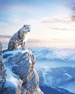 Snow Leopard In Peak paint by numbers