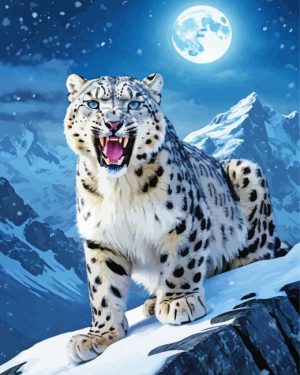 Snow Leopard Roaring paint by numbers