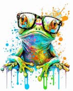Splatter Frog With Glasses paint by number