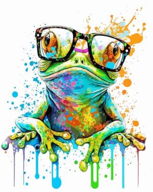Splatter Frog With Glasses paint by number