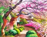 Spring Japanese Garden paint by numbers
