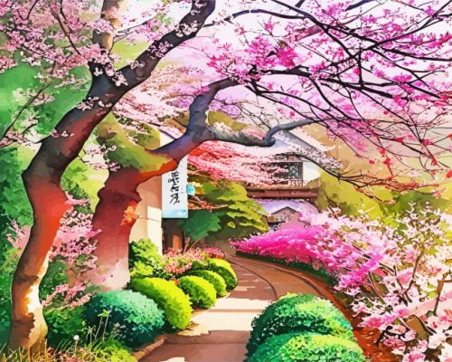 Spring Japanese Garden paint by numbers